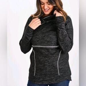 Latched Mama Black and Gray Nursing Sweatshirt